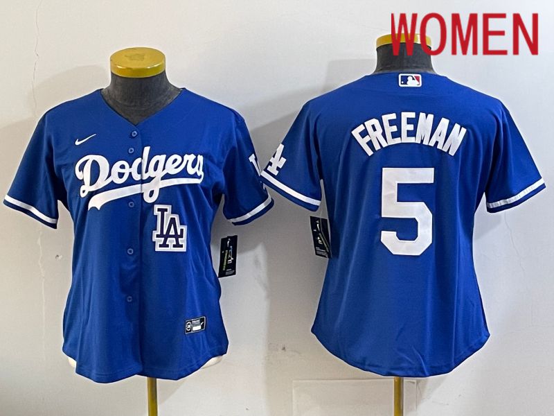 Women Los Angeles Dodgers #5 Freeman Blue Game 2024 Nike MLB Jersey style 11202->women mlb jersey->Women Jersey